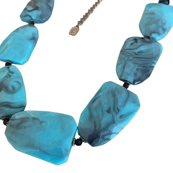 You and I necklace chunky adjustable tie dye faceted beads blue and black - Picture 6 of 10